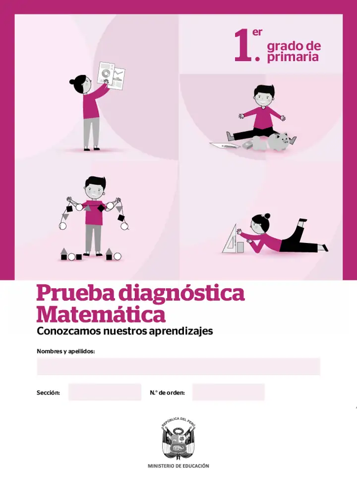Página 1 de la vista previa de Prueba diagnóstica de Matemática 1.º grado – Conozcamos nuestros aprendizajes
