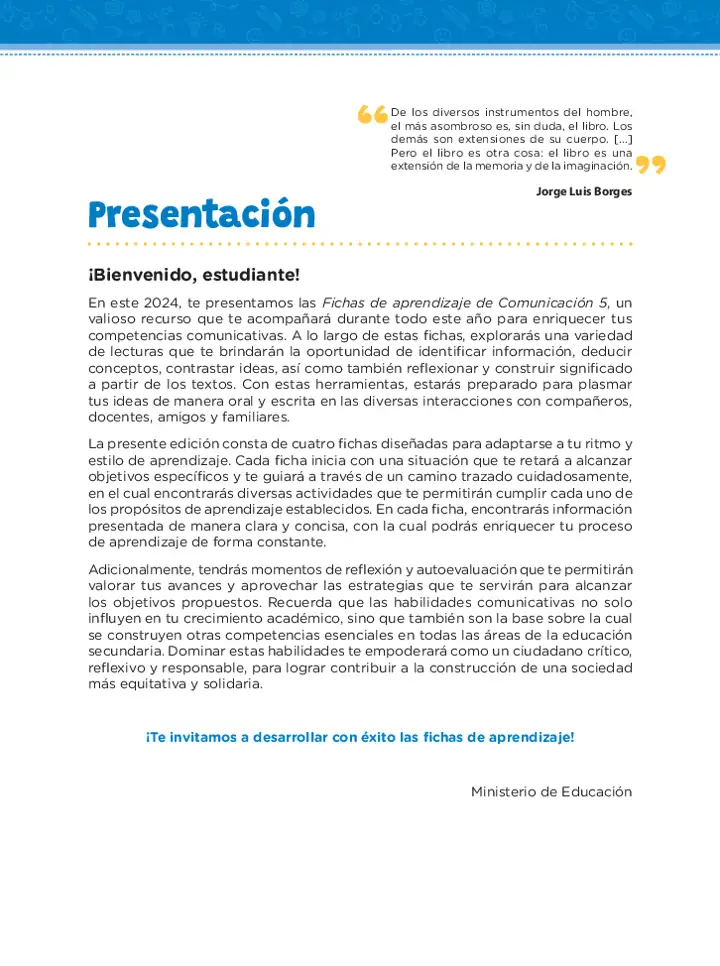 Página 2 de la vista previa de Fichas de aprendizaje de Comunicación 5