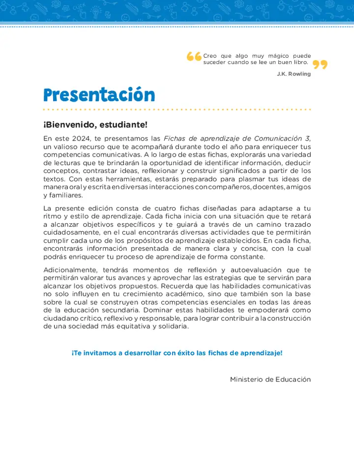 Página 2 de la vista previa de Fichas de aprendizaje de Comunicación 3