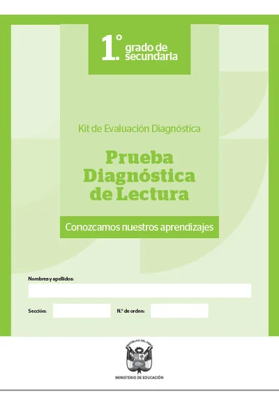 Prueba diagnóstica Lectura - Primero de Secundaria