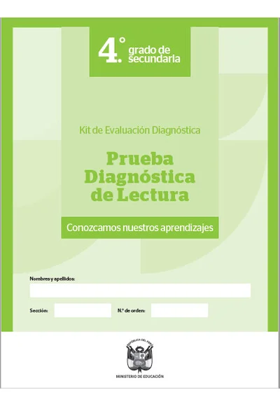 Prueba diagnóstica Lectura - Cuarto de Secundaria