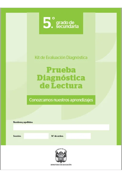 Prueba diagnóstica Lectura - Quinto de Secundaria